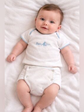 VTG Baby Dior Rare Terry 2-Piece 0-3 Months UNION MADE USA Heirloom Outfit Boat